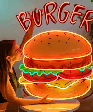 Burger UV Neon Sign