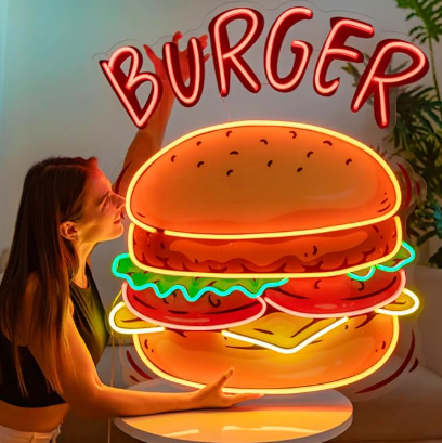 Burger UV Neon Sign